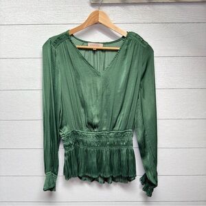 Philosophy | Forest Green Pleated Blouse | Soft Dramatic | Medium
